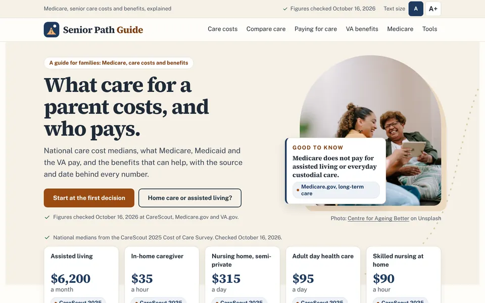 Senior Path Guide website homepage, designed by Media Spearhead