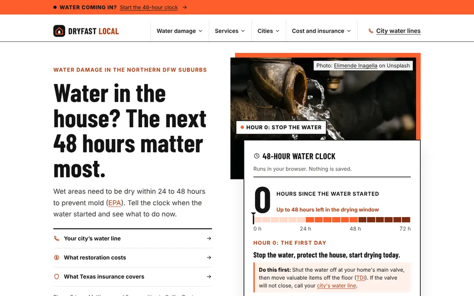 DryFast Local website homepage, designed by Media Spearhead