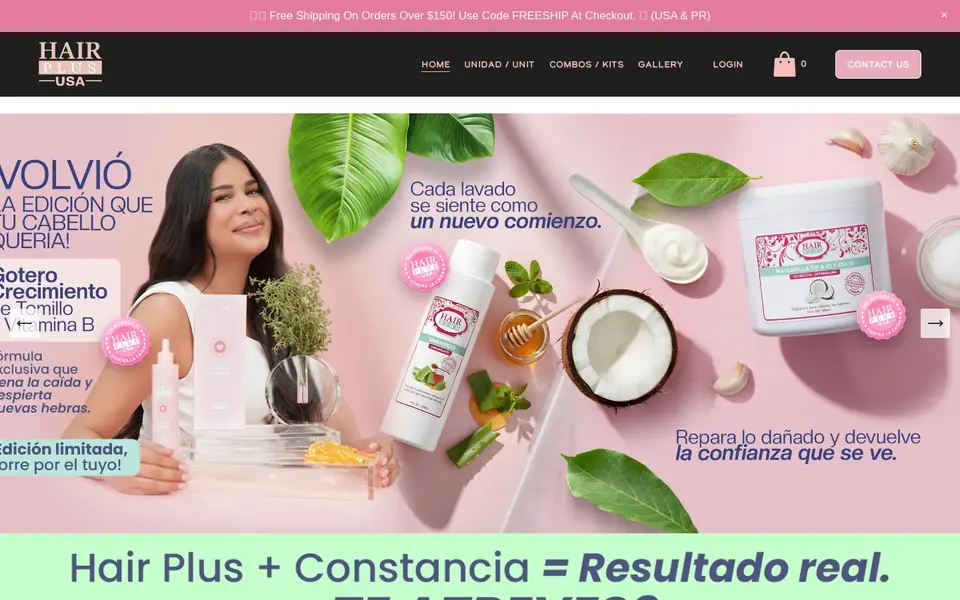 Homepage of Hair Plus USA, a website designed by Media Spearhead